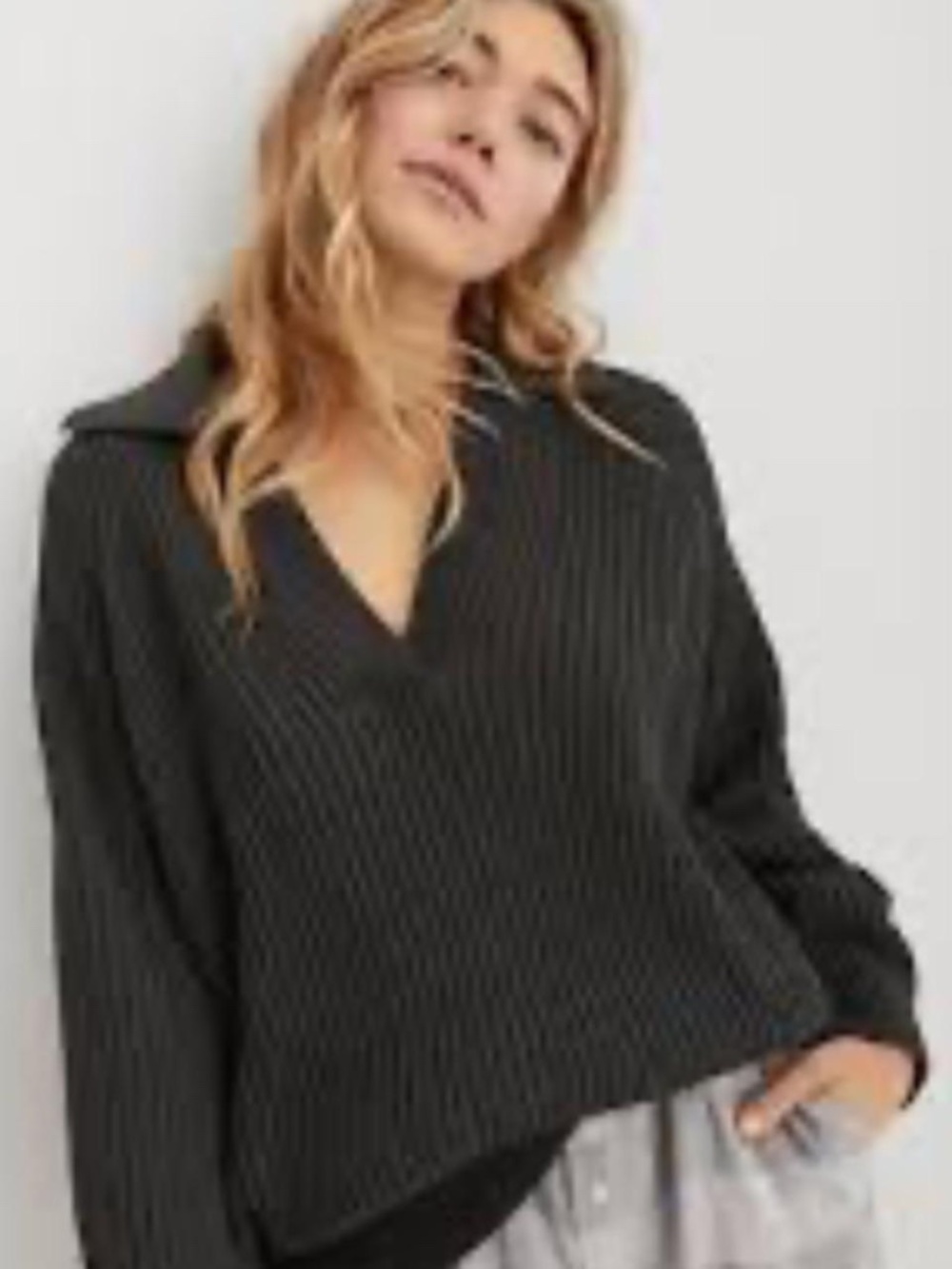 Aerie Sugar Rush Chenille Sweater grey collared sweater Size M